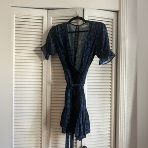 STILLWATER blue leopard print mini dress - XS